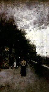 Promeneurs Sur Les Quais by Jules Petillion