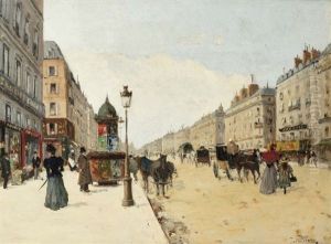 Paris, La Rue Lafayette Animee by Jules Petillon