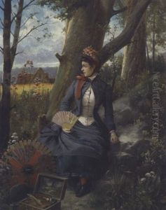Jeune Femme A L'eventail by Alfred Petit