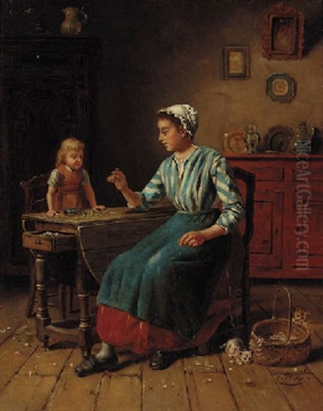 A Woman Amusing Her Daughter - view 1