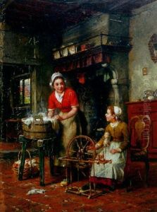 Grandmother's Spinning Wheel by Charles Petit