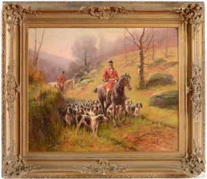 Scene De Chasse A Courre by Eugene Petit