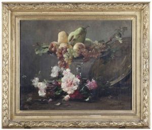 Nature Morte Aux Fleurs Et Fruits by Eugene Petit
