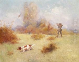 Pheasant Shooting With A Spaniel by Eugene Petit