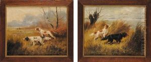 Chiens De Chasse (pair) by Eugene Petit