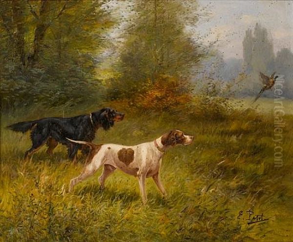 Two Setters Putting Up Game (+ A Pointer And A Setter Flushing A Pheasant; Pair) - view 1