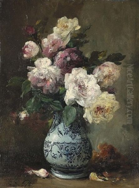 Stillleben Mit Rosen In Steingutvase - view 1