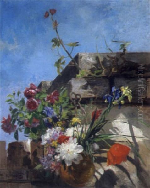 Sommerblumen An Einer Mauer - view 1