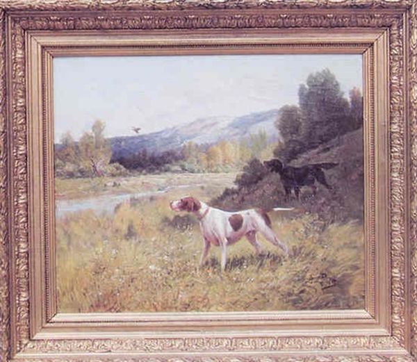 Chiens De Chasse A L'arret Devant Des Perdrix - view 1