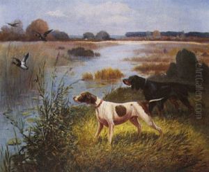 Chiens Levant Un Canard by Eugene Petit