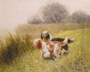 Chiens De Chasse A L'affut by Eugene Petit