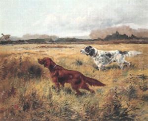 Deux Chiens Levant Un Perdreau by Eugene Petit
