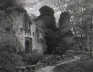 Waldlandschaft Mit Gotischer Ruine by Louis Petit