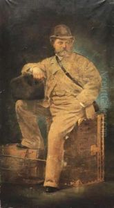 Albert-edouard, Prince De Galles En Tenue De Voyage Entoure De Deux Malles