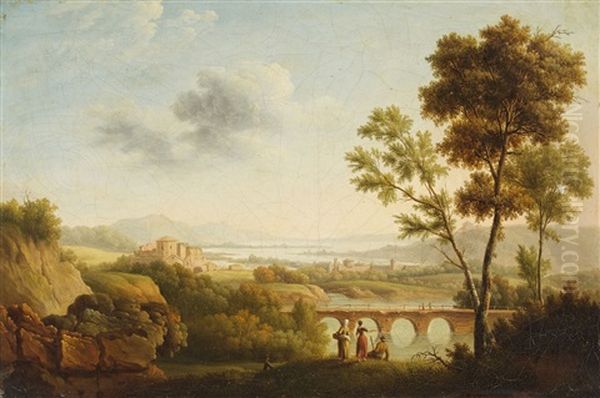 Panoramic River Landscape With Resting Figures - view 1