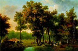 Paysage Forestiers Animes De Personnages by Pierre Joseph Petit