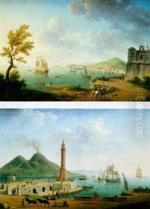 Vue De La Baie De Naples Vers Santa Lucia by Pierre Joseph Petit
