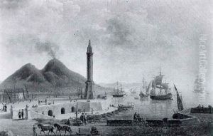 Vue De La Baie De Naples Vers Santa Lucia by Pierre Joseph Petit