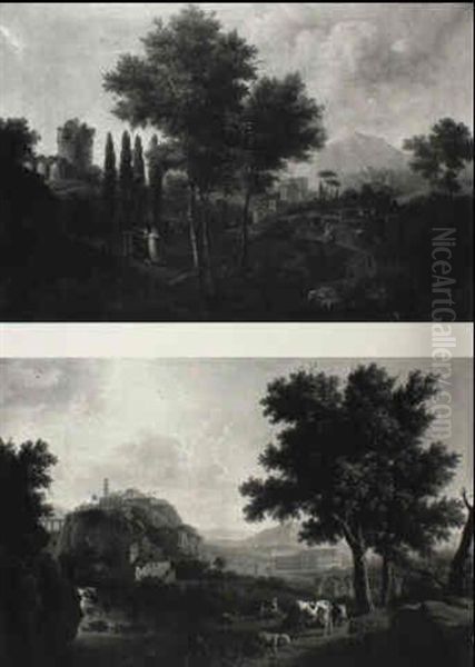 Paysage D'italie Avec Les Ruines Du Colisee - view 1