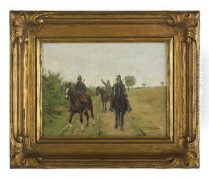 French Soldiers On Horseback by Pierre Petit-Gerard