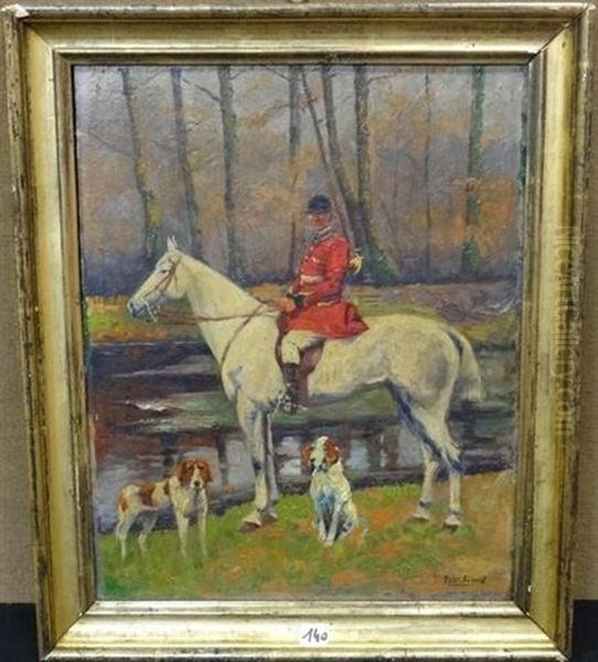 Portrait D'un Veneur A Cheval Avec Ses Chiens - view 1
