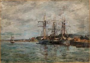 Les Voiliers Au Port by Edmond Marie Petitjean