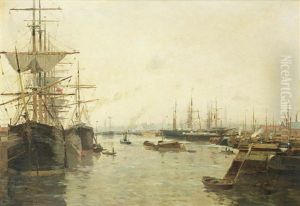 A French Harbour by Edmond Marie Petitjean