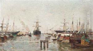 A Ship Being Guided Into Antwerp Harbour