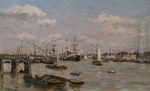 Le Port De Trouville by Edmond Marie Petitjean
