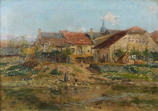 Lavandieres Pres D'un Village - view 1