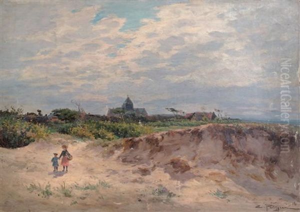 Enfants Dans Les Dunes Pres Du Village - view 1