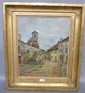 La Rue Au Coeur Du Village by Edmond Marie Petitjean