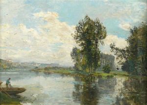 La Moselle Pres De Charmes Dans Les Vosges by Edmond Marie Petitjean