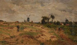 Feldlandschaft Mit Windmuhle Feldlandschaft Mit Windmuhle