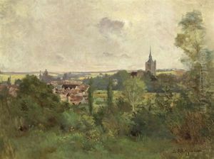 Landschaft Mit Blick Auf Ein Dorf Landschaft Mit Blick Auf Ein Dorf