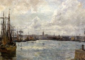 Voiliers Dans Le Port Des Sables D'olonnes by Edmond Marie Petitjean