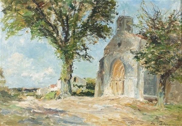 Sonniger Platz Vor Einer Kirche - view 1