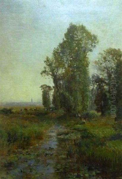 Boys Fishing In A Stream - view 1