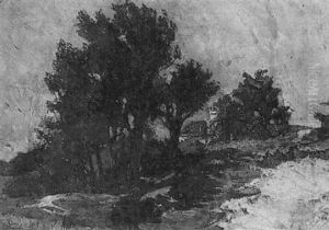 Hochsommerliche Landschaft Mit Gehoft Hochsommerliche Landschaft Mit Gehoft