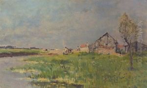 Maison Au Bord De L'etang by Edmond Marie Petitjean