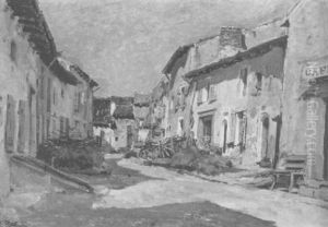 La Rue De Village by Edmond Marie Petitjean