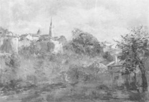 Vue D'une Ville Entouree De Remparts by Edmond Marie Petitjean