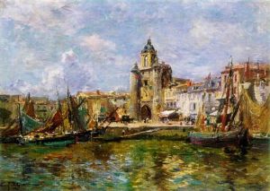 The Port Of Rochelle by Edmond Marie Petitjean