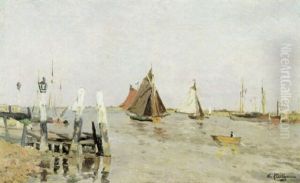 Bateau En Hollande by Edmond Marie Petitjean