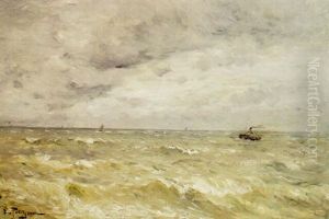 Bateaux En Mer Du Nord by Edmond Marie Petitjean