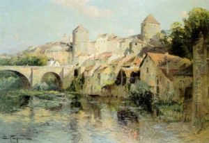 Ville Au Bord De L'eau by Edmond Marie Petitjean