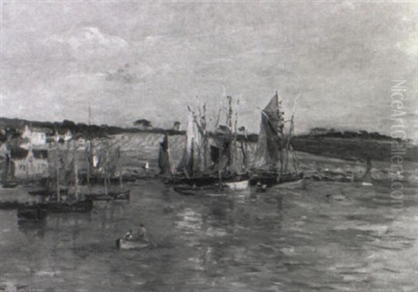 Fishing Boats Moored Along A Coast - view 1