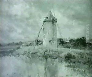 Paysage Au Moulin A Vent by Edmond Marie Petitjean