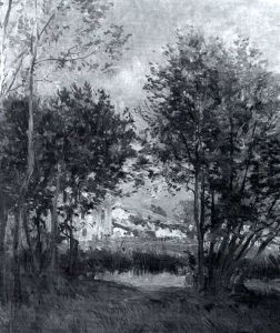 Village Sur La Riviere by Edmond Marie Petitjean