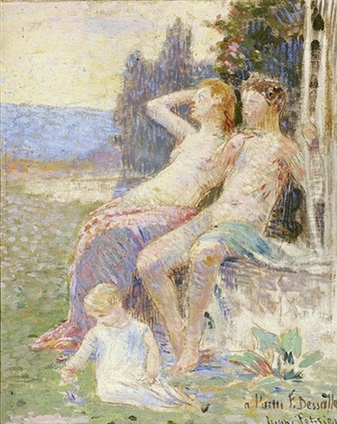 Couple Et Enfant Dans Un Paysage - view 1